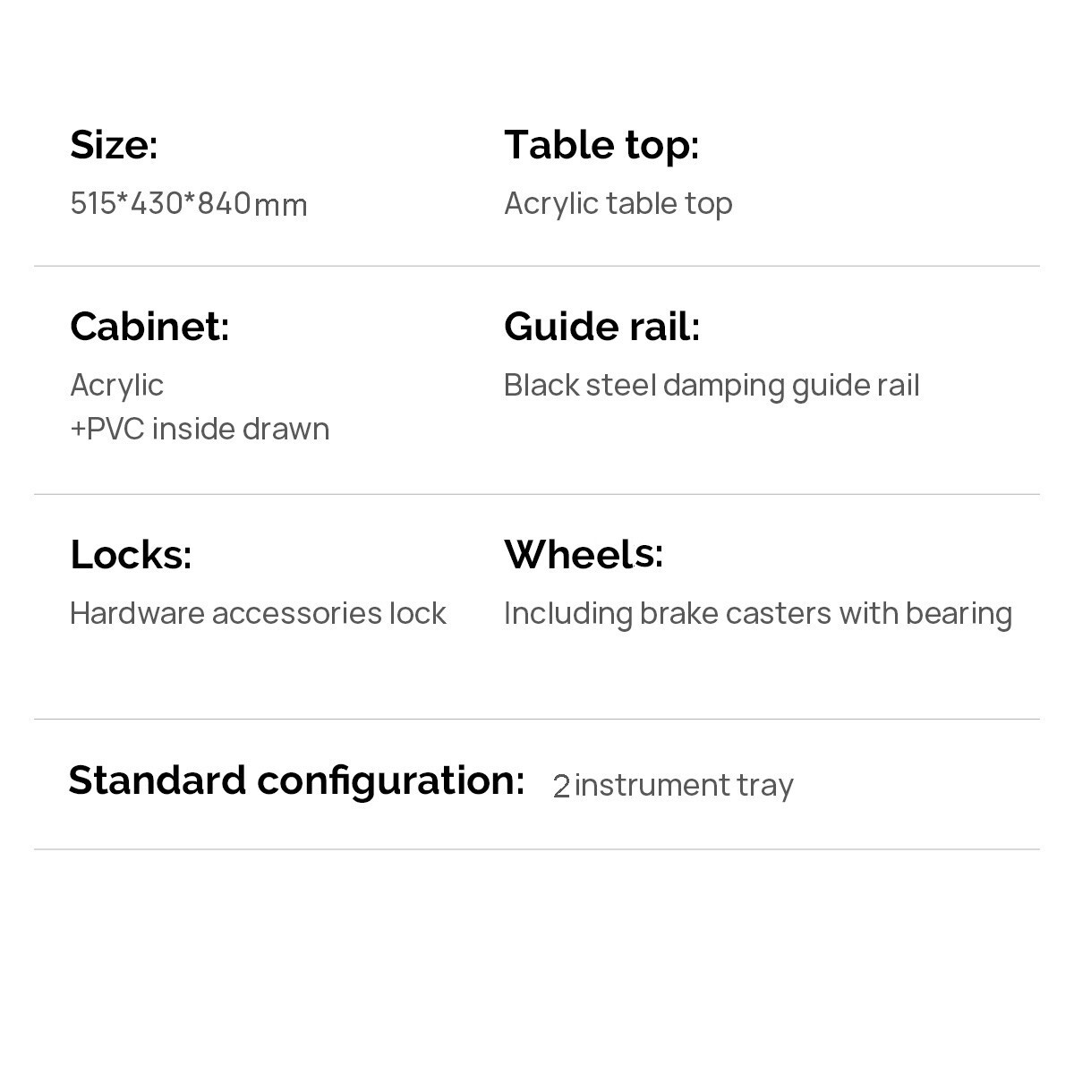 5 Drawers Dental Lab Mobile Cabinet Assistant Cart Medical Utility Storage Cart