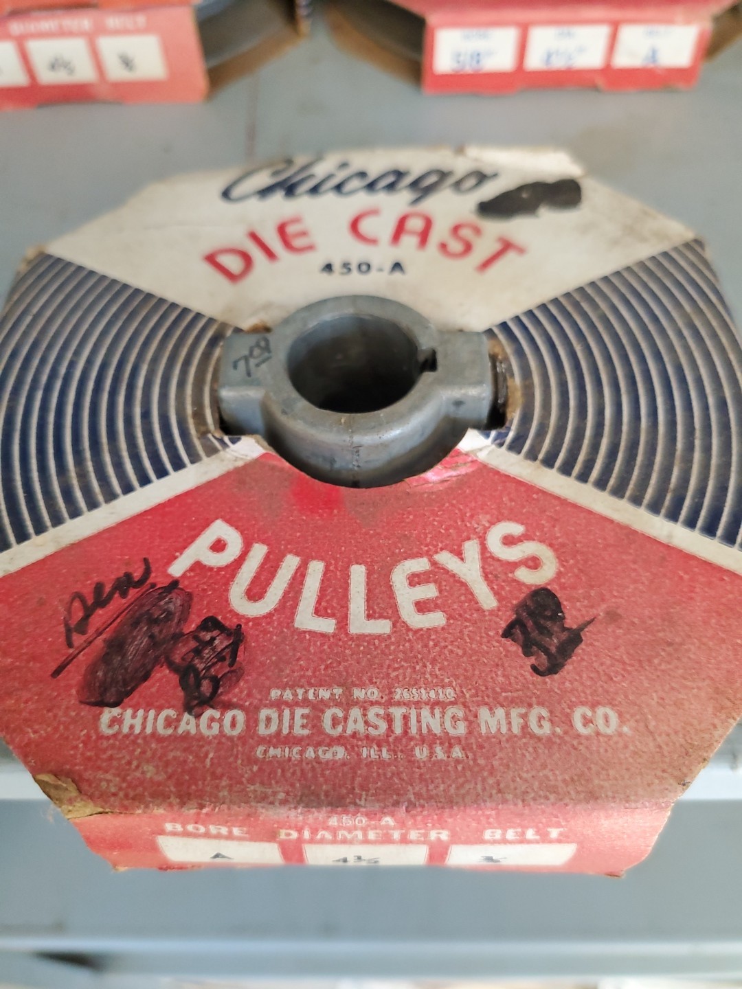 Chicago 450A  4-1/2" Die Cast Pulley 3/4" Bore A Belt New Old Stock