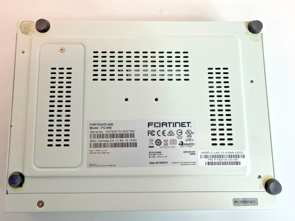 Fortinet Fortigate FG-60E POE Network Security Firewall w/o AC ADAPTER NICE!