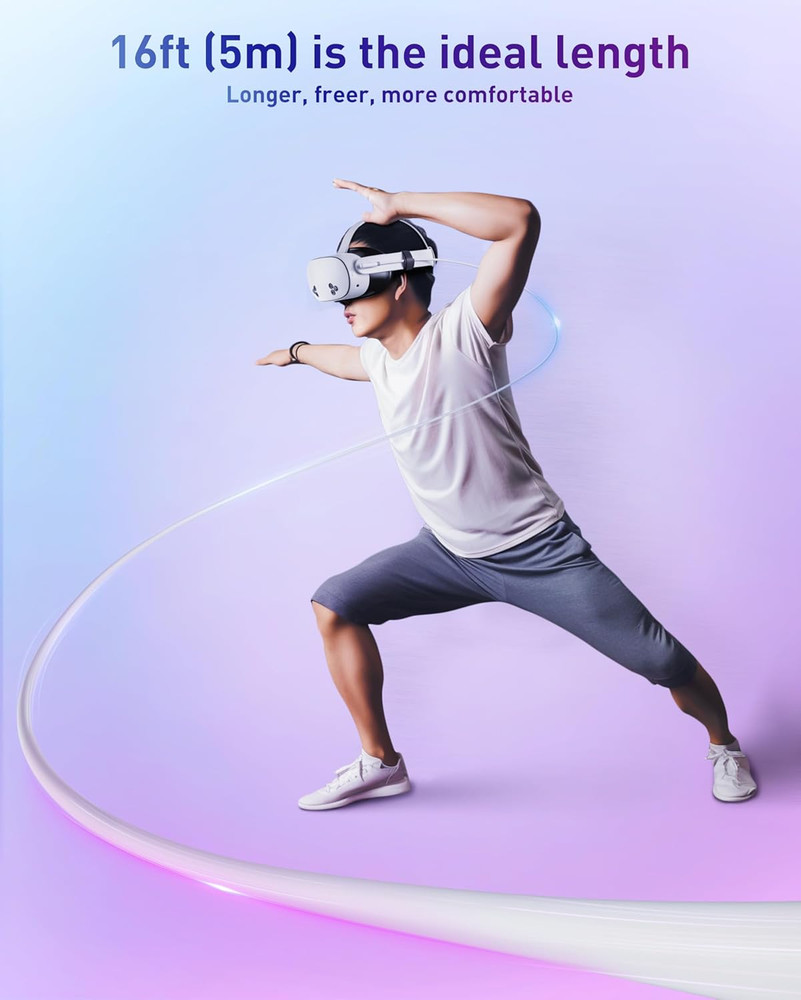 VR Charging Link Cable 16FT (Next-Gen Chip) Compatible with Meta Quest 3S/Quest