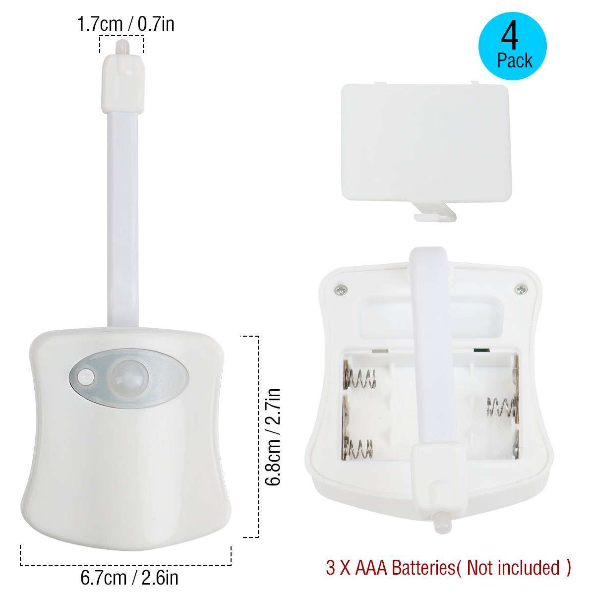 4Pcs 16 Color LED Toilet Night Light Motion Activated Sensor Bathroom Bowl Seat