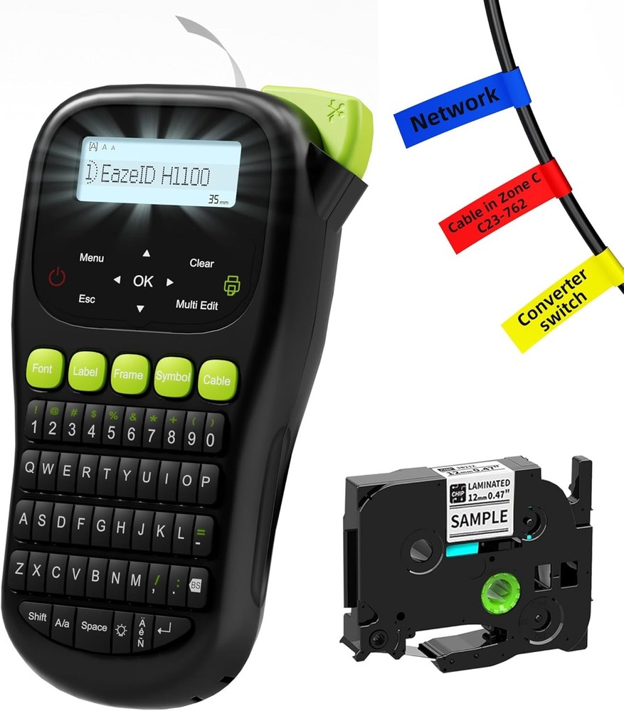 Industrial Label Maker Machine with-Tape Waterproof, Portable Cable Label Mak...