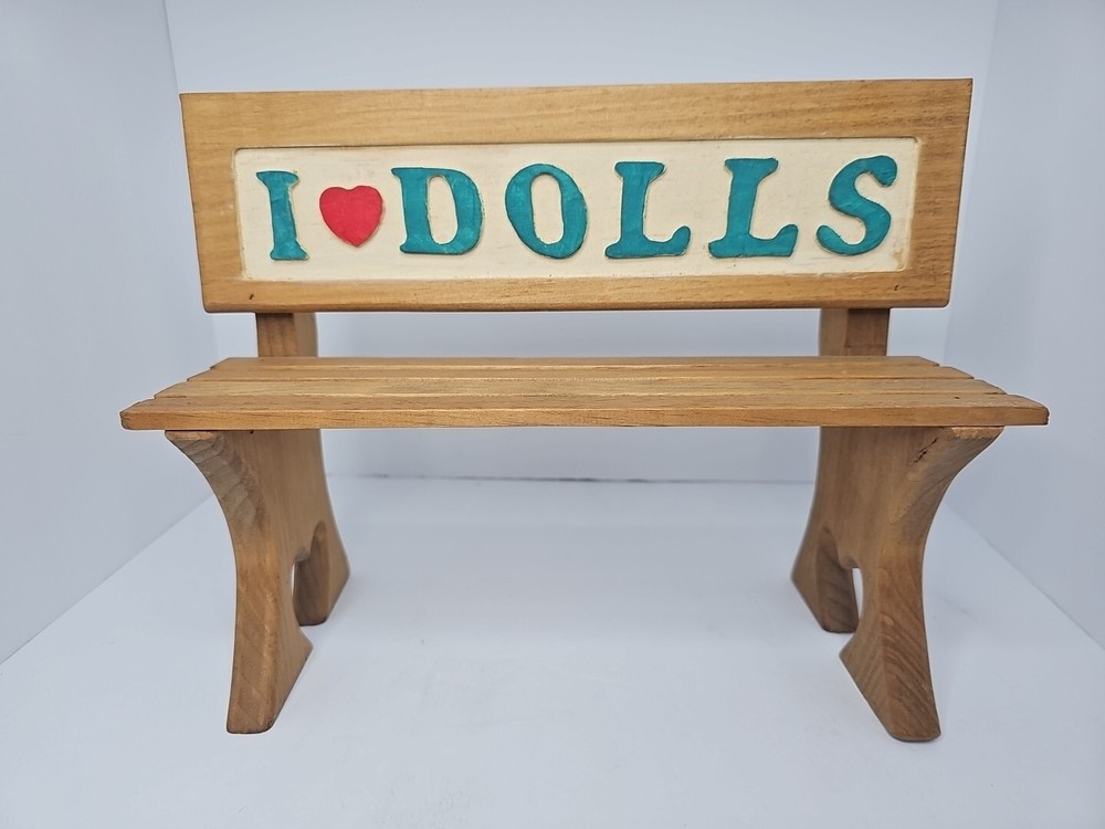 Handcrafted "I HEART DOLLS" Decorative Bench