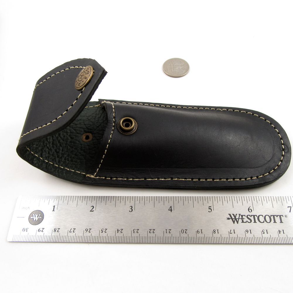 STRAIGHT RAZOR SHEATH Leather Black Carrying Case for Shaving Blade Snap Button