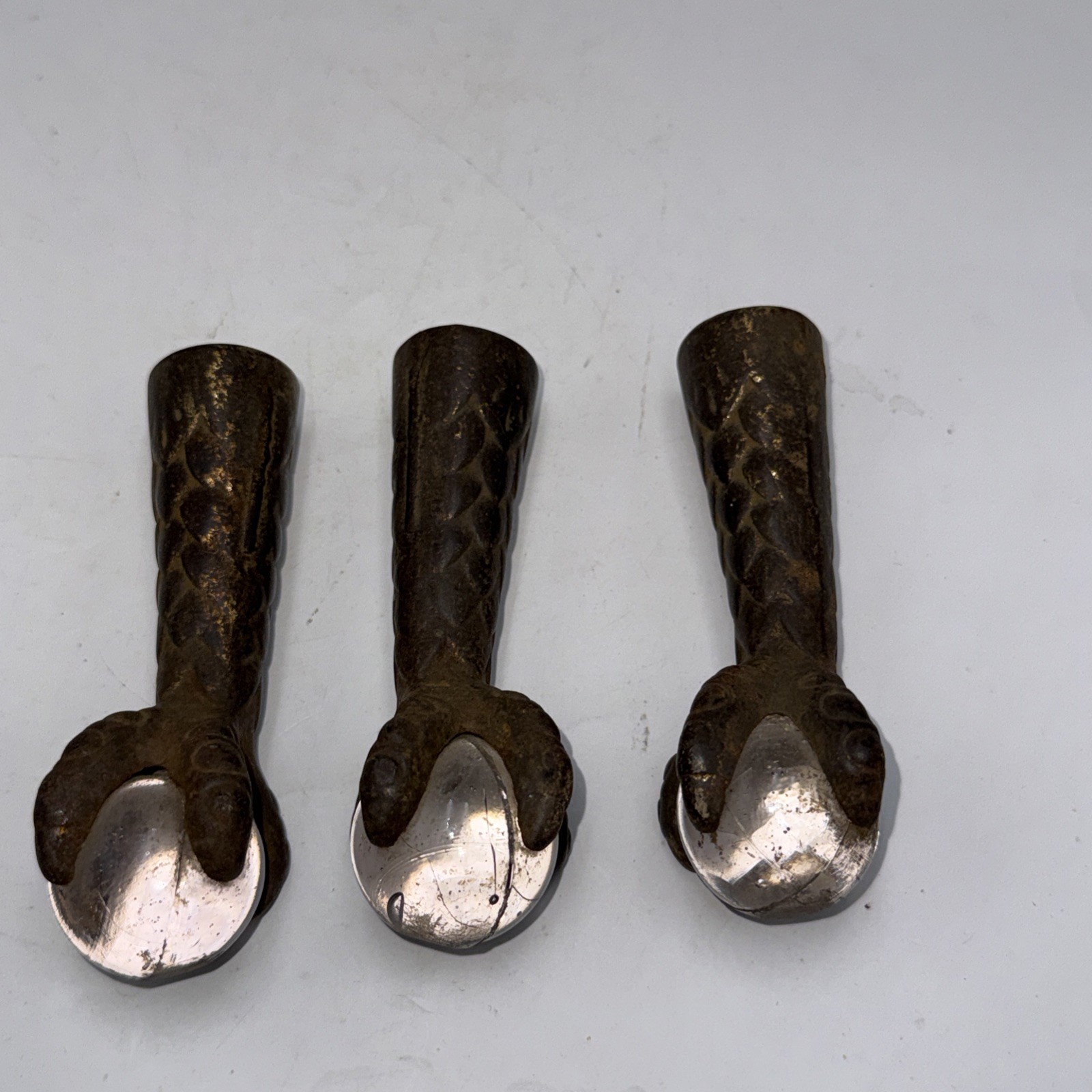 3 Cast Iron Claw And Ball Feet For Stool Or Table