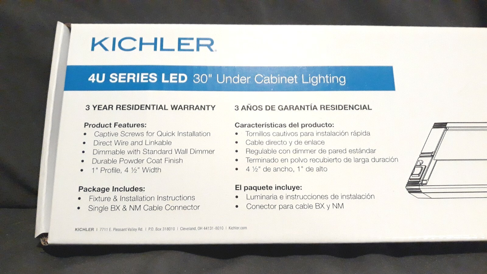 Kichler 4U Series LED 30" Under Cabinet Lighting  4U30K30WHT Indoor 3000K