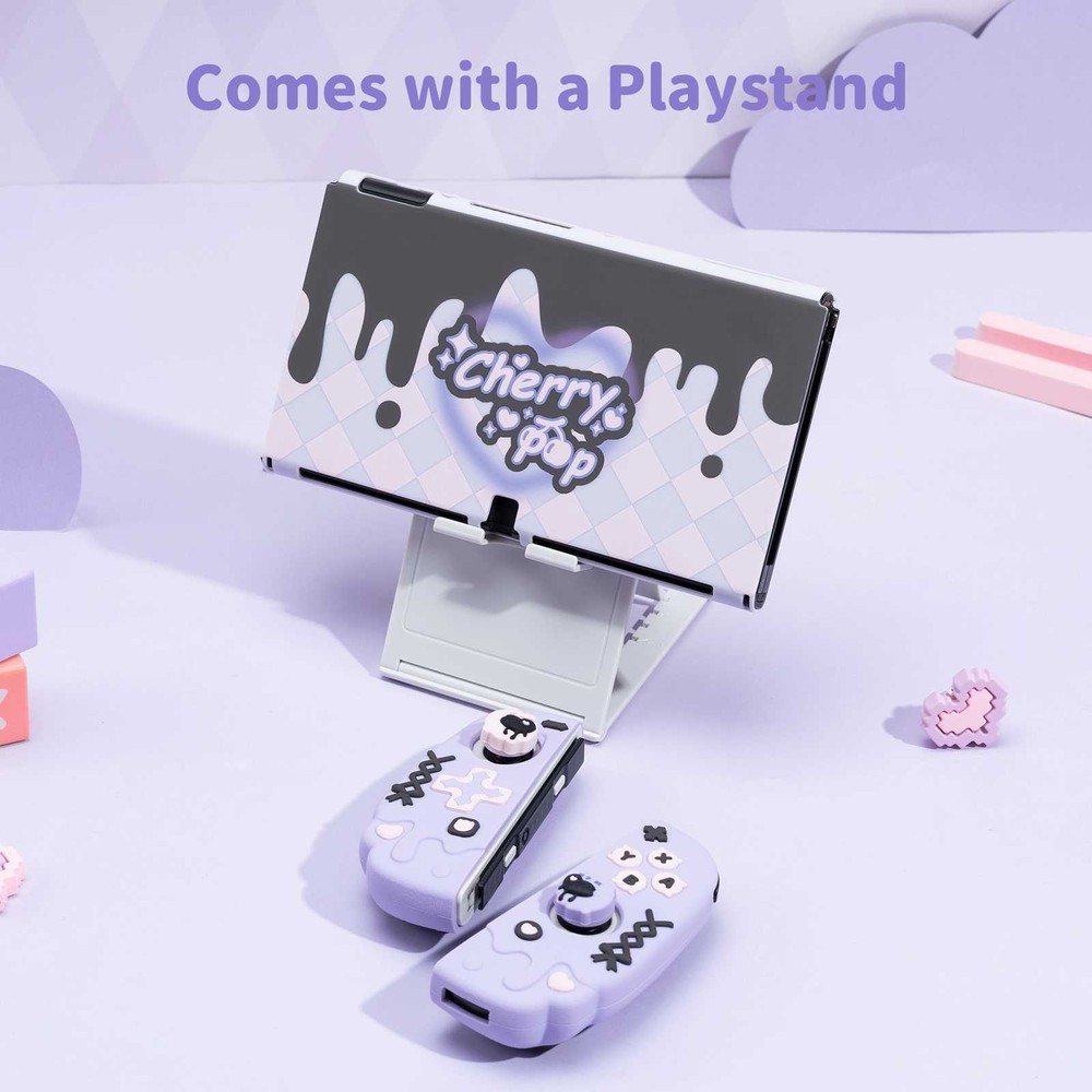 GeekShare Case for Nintendo Switch/OLED HardShell Silicone Joycon Cherry Pop