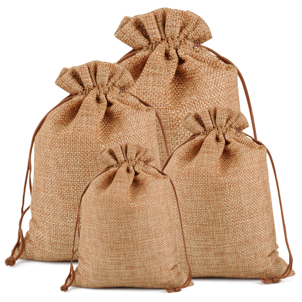 Wholsale! Burlap Gift Bags Drawstring Wedding Favors Hessian Jute Jewelry Pouch