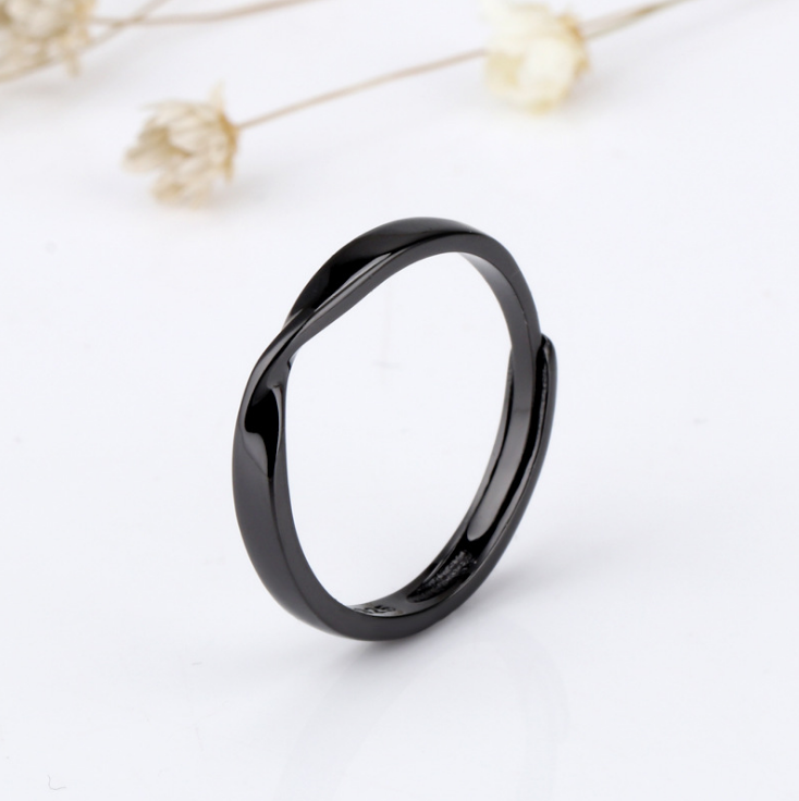 Solid 925 sterling silver Mobius Strip Promise Adjustable Open Couple Ring D33
