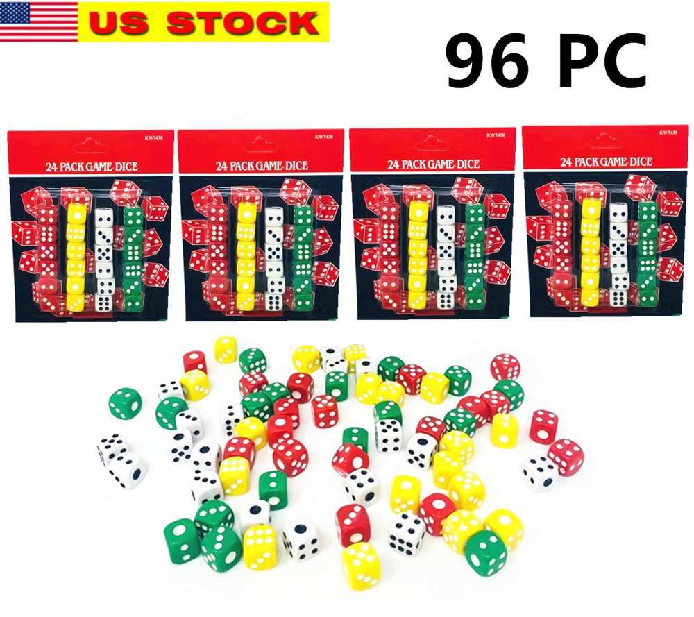 96 Pc Solid 6-Sided Game Dice Colors Dice for Board Games Dice Set Accessories