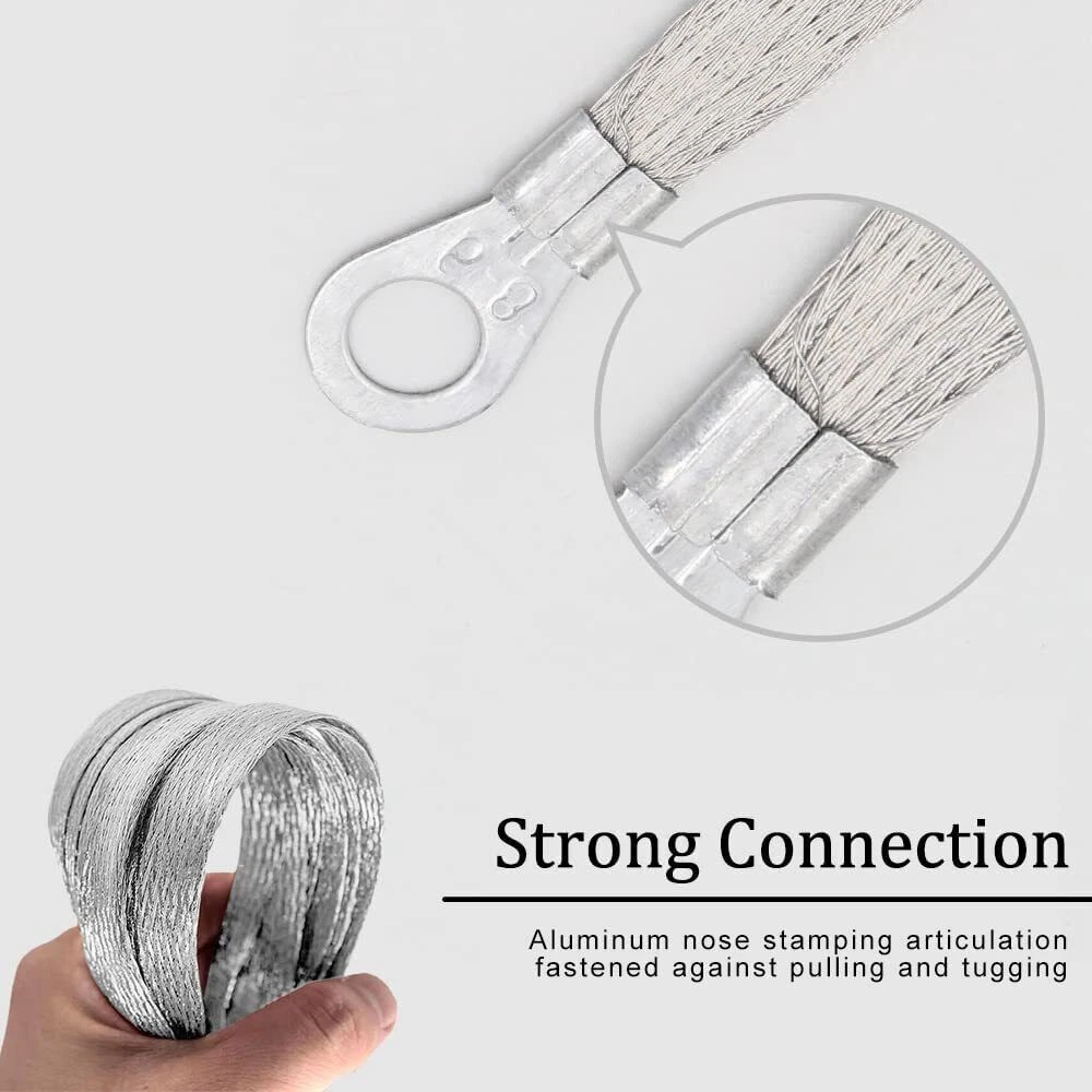 10X Universal Engine Automotive Ground Strap Connector Flat Braided Copper Cable