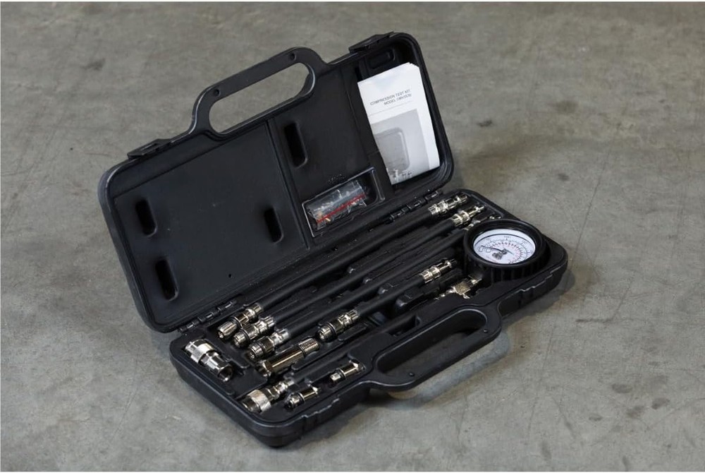 Portable Engine Compression Testing Kit with Quick-Disk Coupler & 300 PSI Gauge