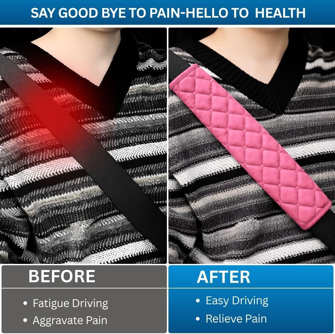Hot Pink Seat Belt Cover Pads for Car 2 Pack Comfort & Protection for Kids & ...