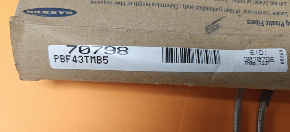 BANNER ENGINEERING  PBT43TMB5 70768 PLASTIC FIBER DIFFUSE REFLECTIVE LENGTH 1m