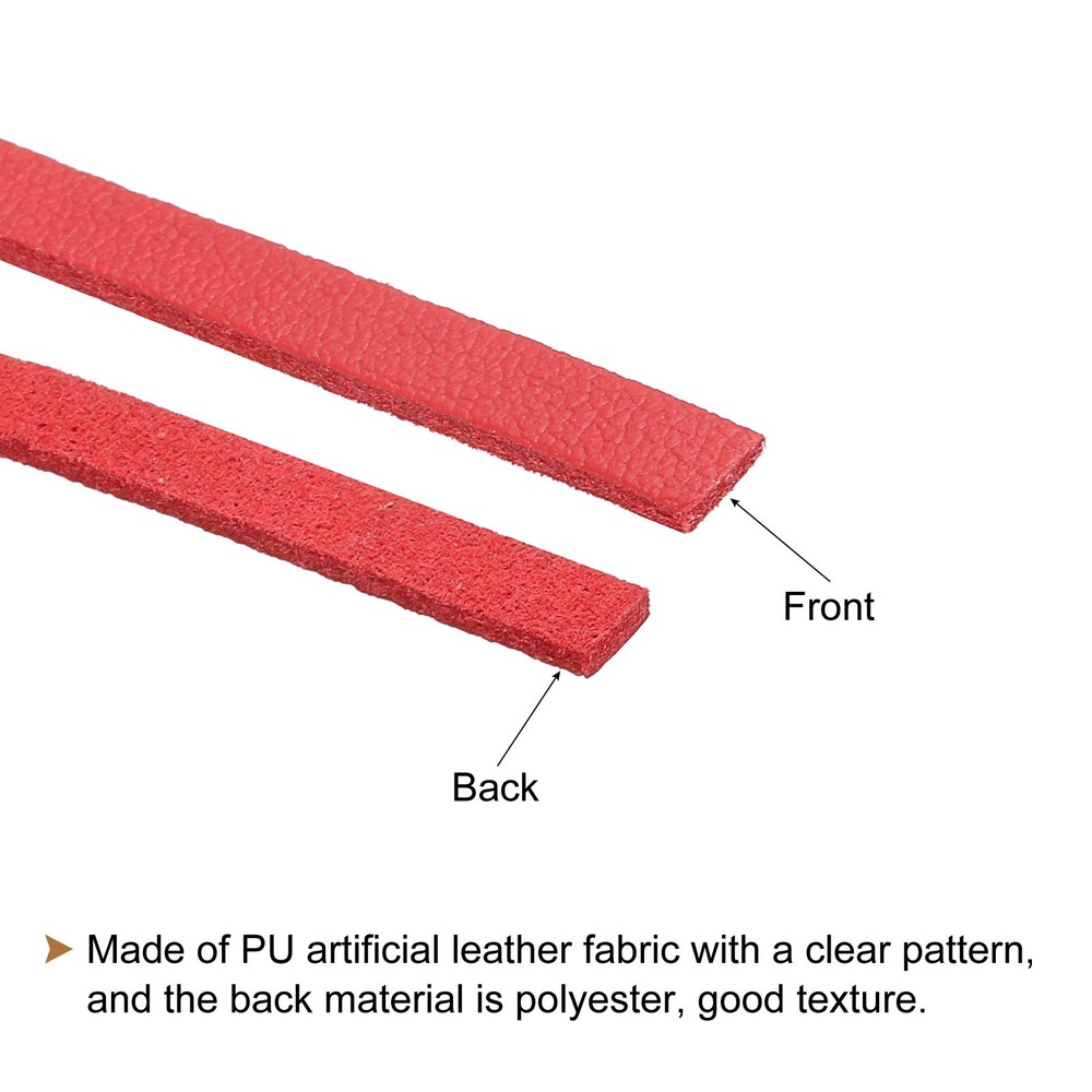 Faux Leather Straps Strip Leather String 0.5cm/0.2" Width, Red,2pcs