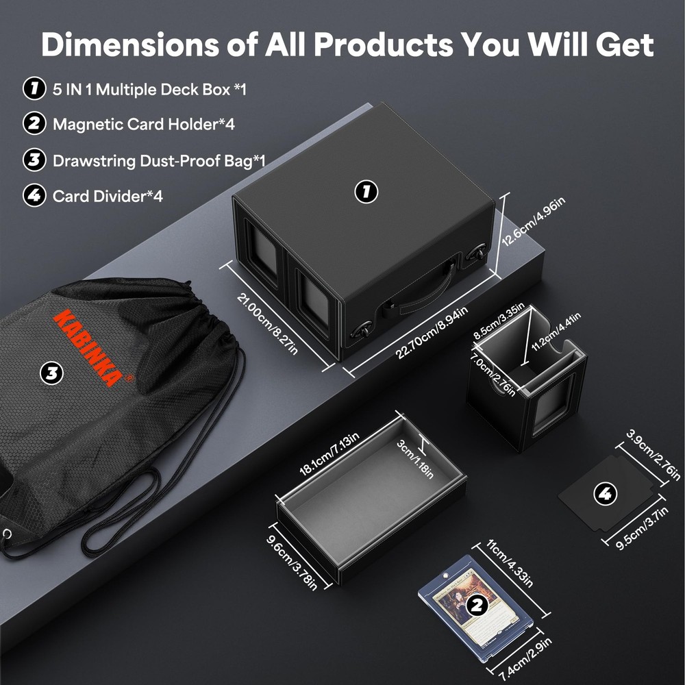 Commander Deck Box for MTG with Handle, Multi Deck Case with Large Dice Tray ...