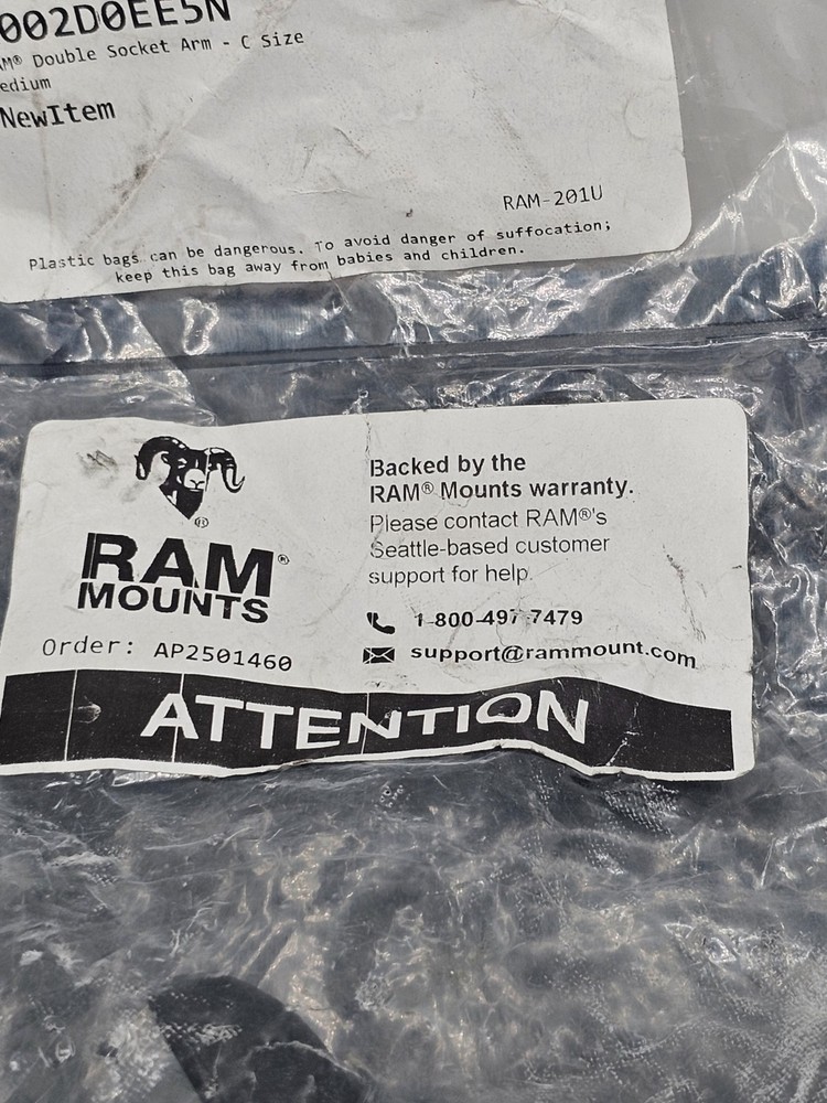 RAM Mounts RAM-201U C-Size Double-Socket Arm Black
