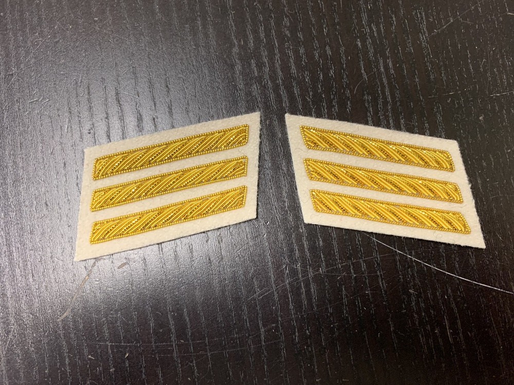CSA Gold Embroidered Captains Bars - BUFF Background Pair - NEW