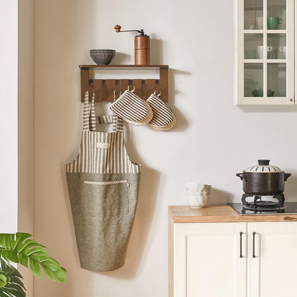 Coat Rack Wall Mount with Shelf, 2 Pack Wall Shelf with Retractable Hooks, Wo...