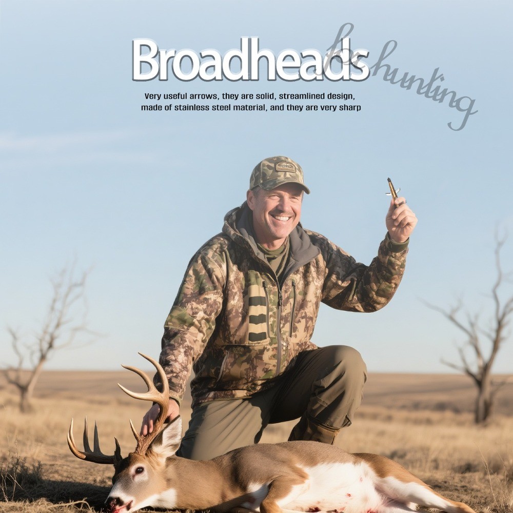 Archery Broadheads 100 Grain Fixed Blades for Traditional Bow and Compound Bow