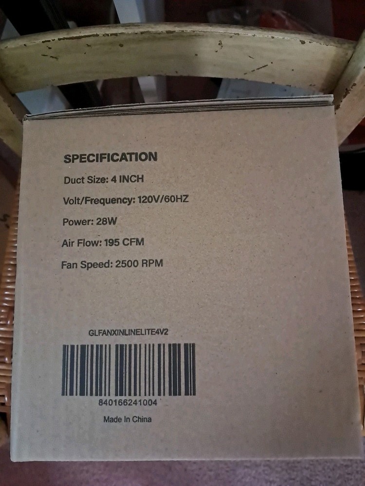 4 Inch Inline Duct Fan 195 CFM