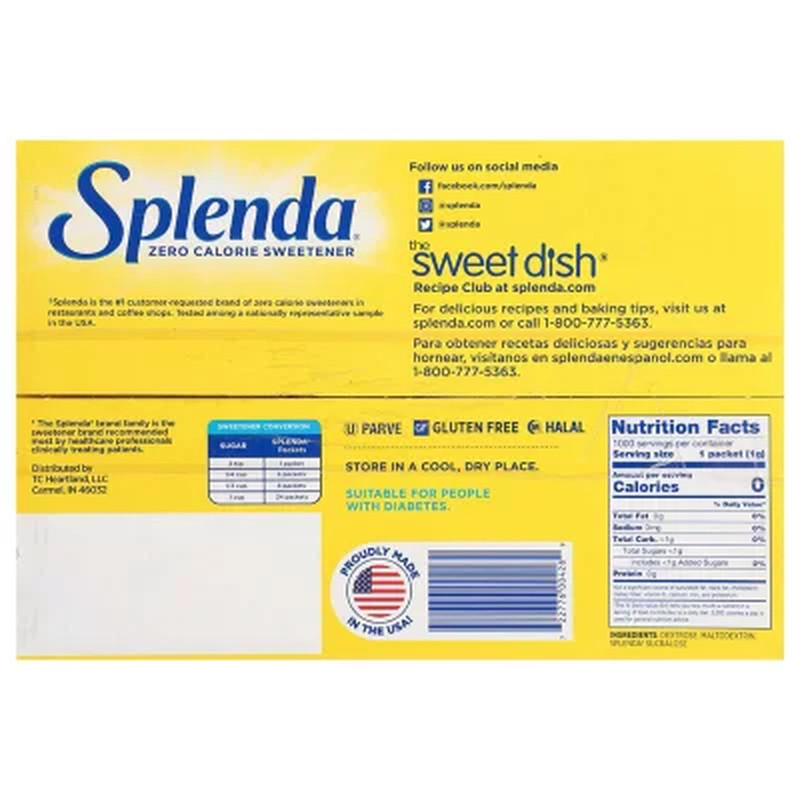 Splenda Zero Calorie Sweetener Packets, 1,000 Ct.