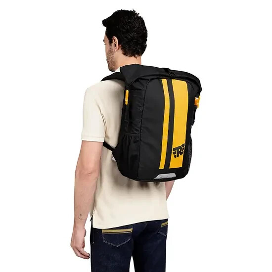 THIK & THIN STRIPES "ROLL TOP YELLOW BACKPACK"