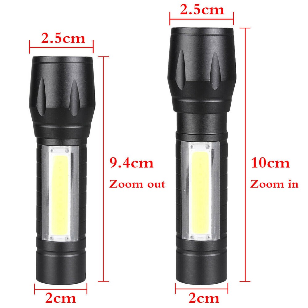 4Pcs Mini Super Bright 990000LM Small COB LED Flashlight Rechargeable Torch+Box