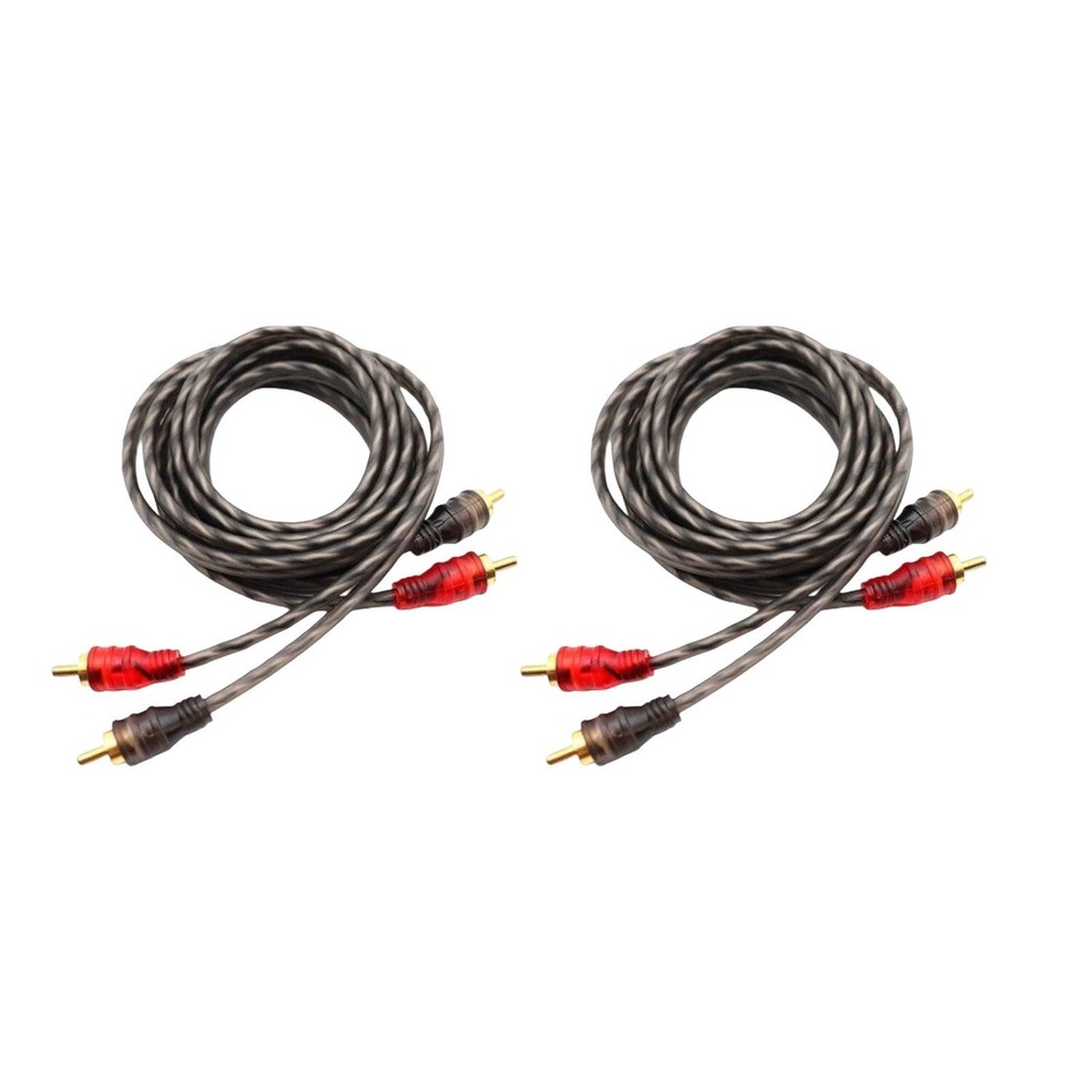 2PCS RCA Cables 2 Channel Twisted 4Ft Shielded Audio Interconnect Amp Wire