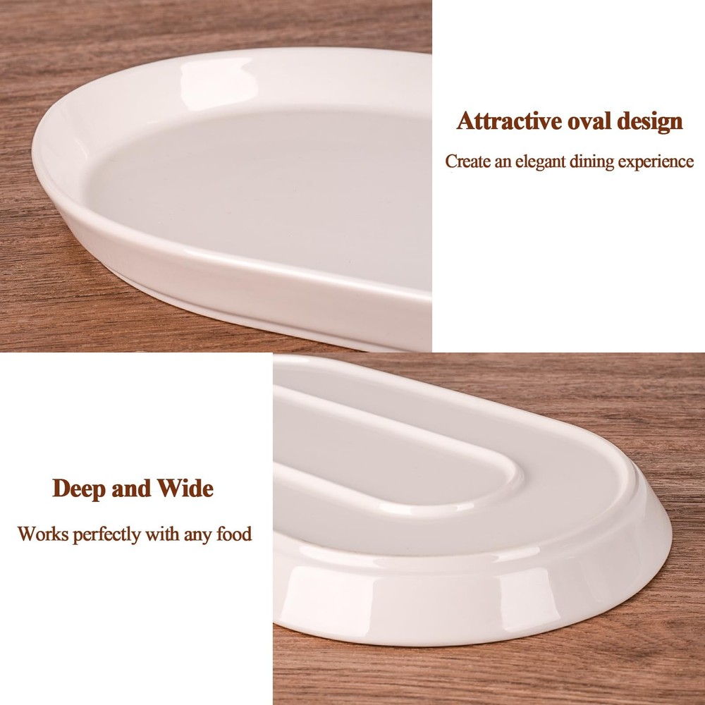 Taeochiy 14" Oval Serving Platter - Ceramic Large Serving Platters, Oval Serving