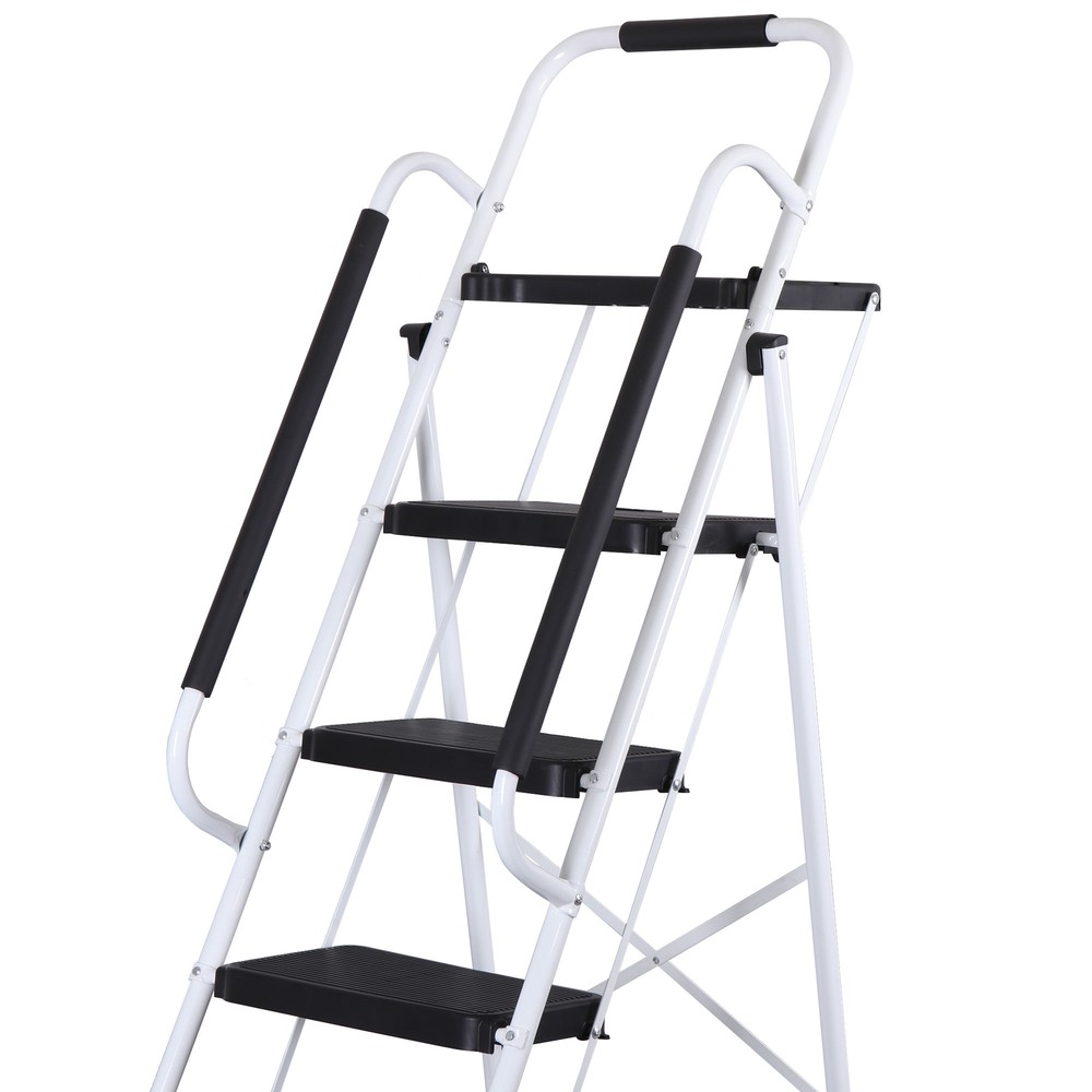 Folding 5 Step Ladder Sturdy Step Stool w/ Multi-Functional Tool Tray Household