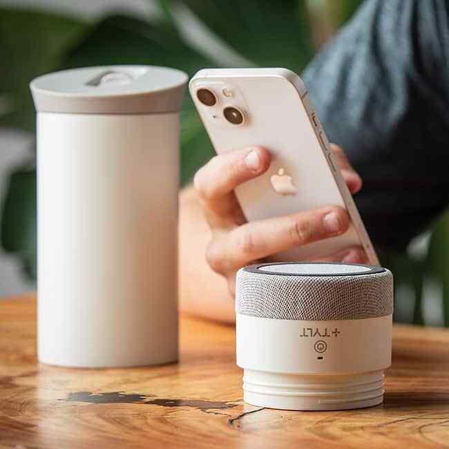 Tylt Drink Speaker Mug Hydration Mug+ Bluetooth Speaker Cream.