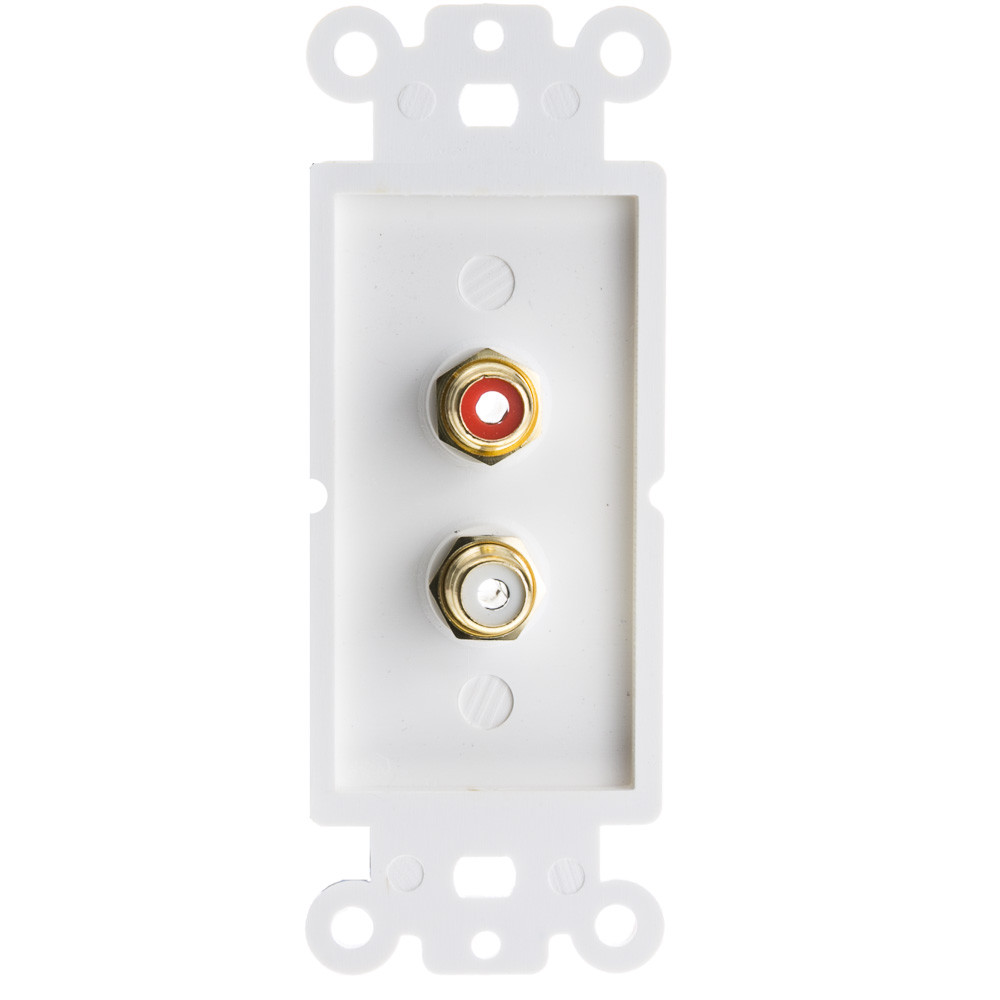 White Decora Wall Plate Insert RCA Stereo, Red/White 301-2002