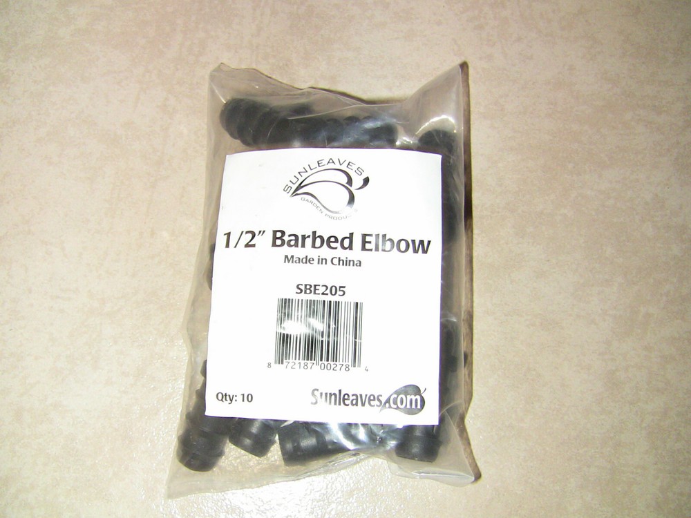 Sunleaves 1/2 Inch Barbed elbow (10 Each)