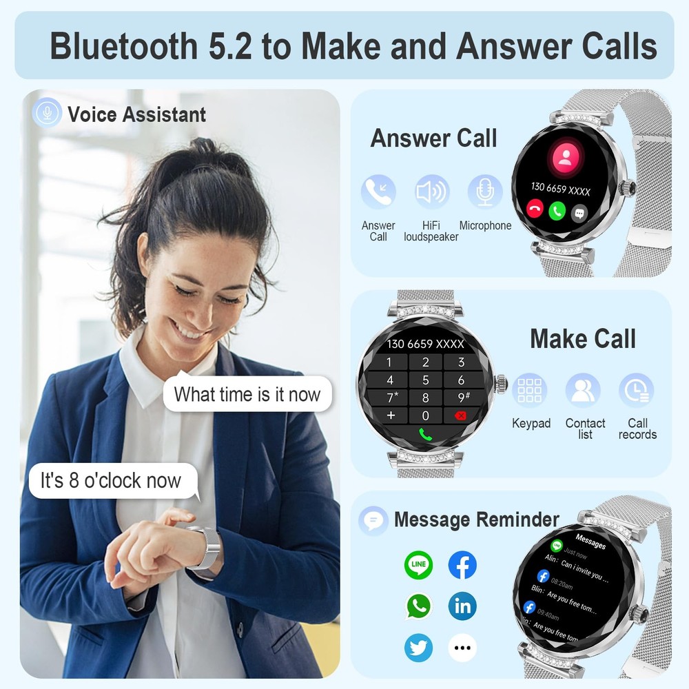 Smart Watches for Women Answer/Make , 1.19" AMOLED with Bluetooth for Android...