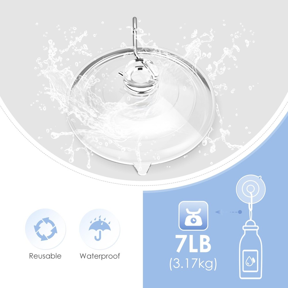 Hangerspace Suction Cup Hooks, 2.5 Inches Clear Cups Large,