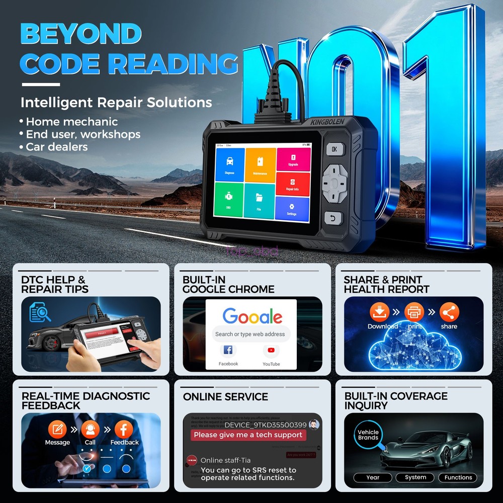 2026 KINGBOLEN S608 Car Diagnostic Tool OBD2 Scanner Code Reader Free Update