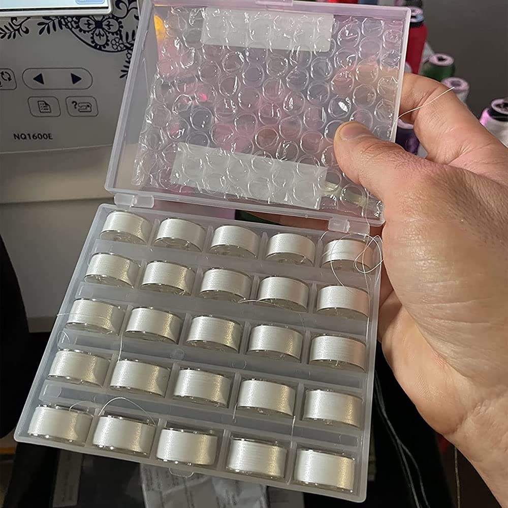 2 Pcs Transparent Bobbin ，Machine Bobbin Organizer Plastic Case with 50 Slots...