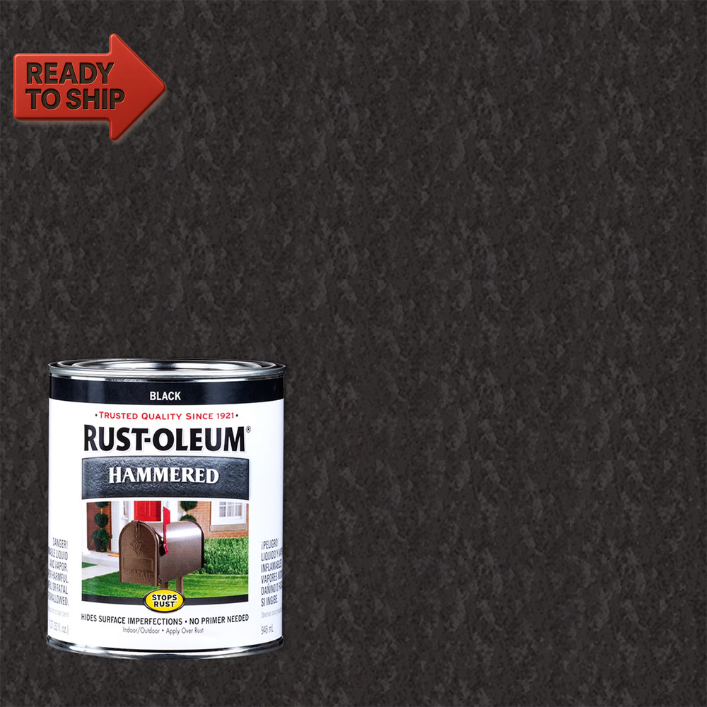 Black,  Stops Rust Hammered Paint- Quart, 2 Pack