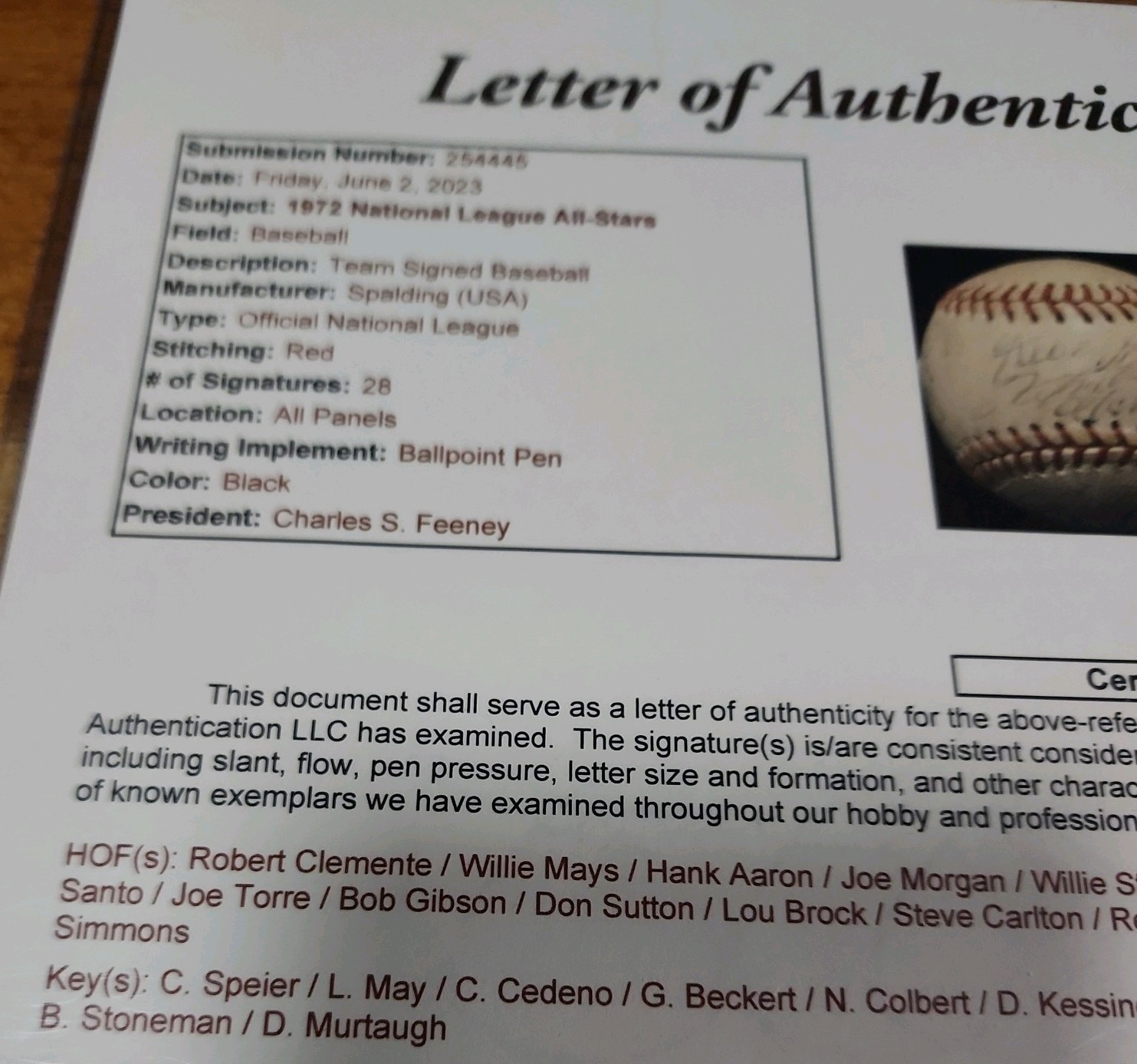 ⚾️1972 All-Star Team Signed Baseball! Clemente/Mays Sweet Spot! Hank Aaron*JSA⚾️