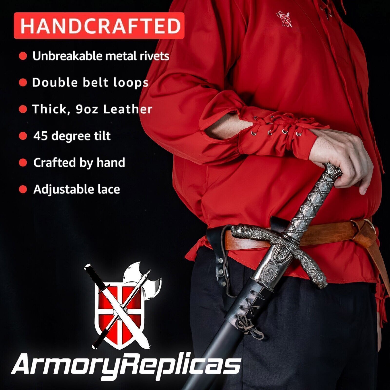 Medieval Adjustable Functional Genuine Bovine Leather Sword Frog | 8 Colors