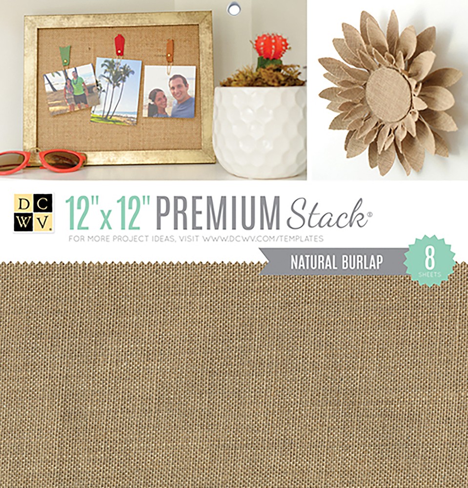 DCWV Single-Sided Specialty Stack 12"X12" 8/Pkg-Natural Burlap