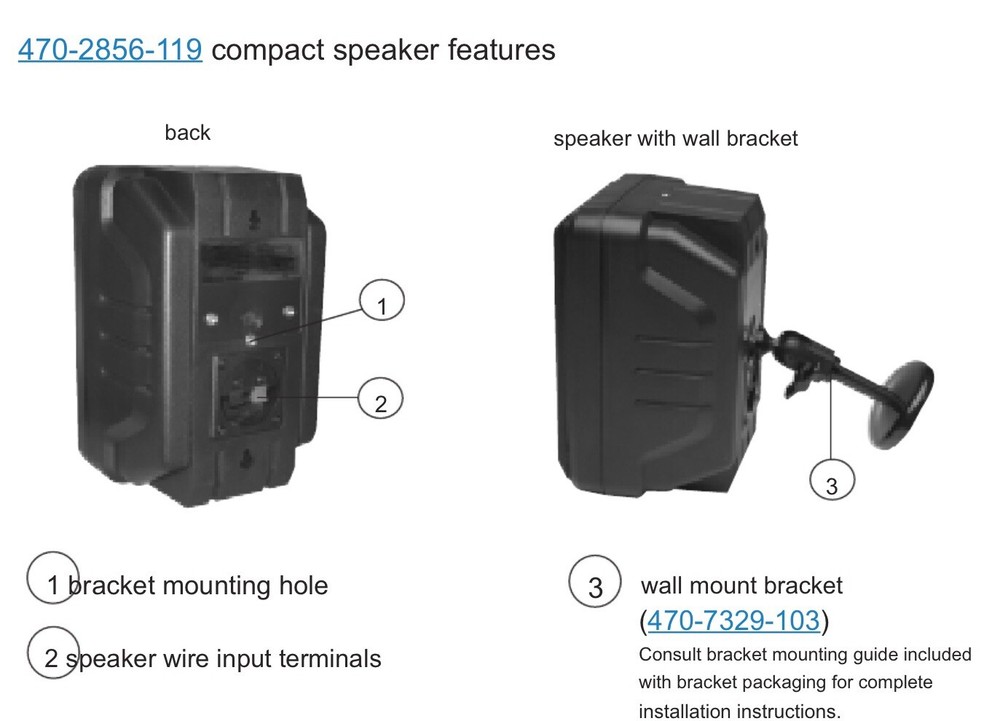 Phonic Ear Full Range Two Way PA Speaker 80W w/Wall Mount - New