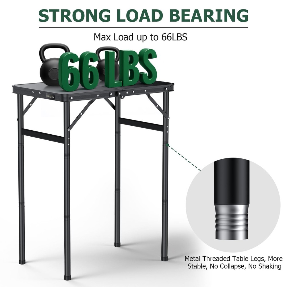 Folding Camping Table Portable Pinic Table 3 Level Height Adjustable Aluminum...