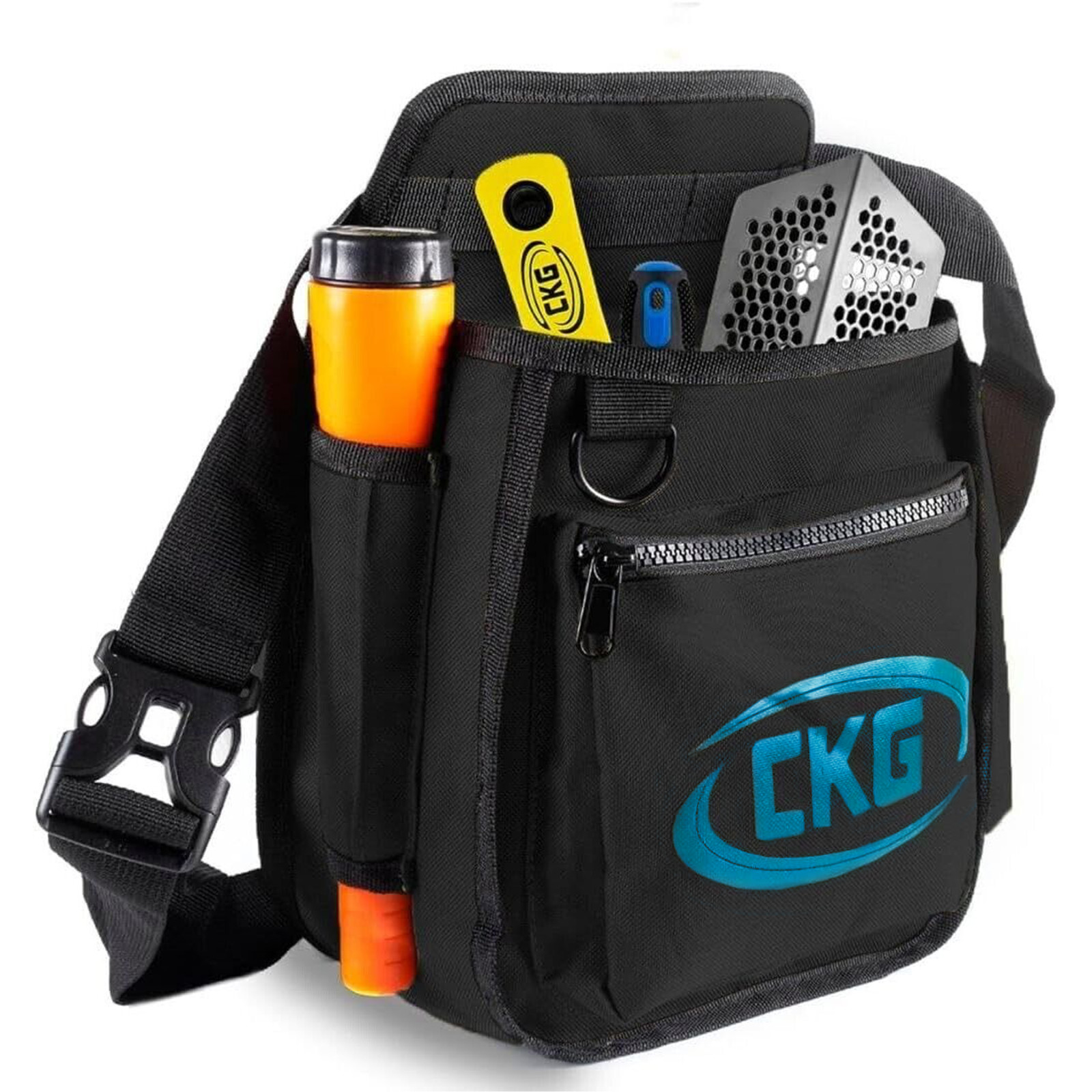 CKG Metal Detecting Finds Bag Waist Digger Tools Bag for Pinpointer, Black