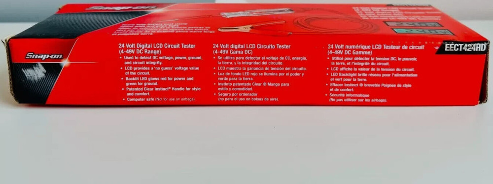 SNAP ON TOOLS 24 V Digital Display Circuit Tester 4-49 V DC Range EECT424HD +