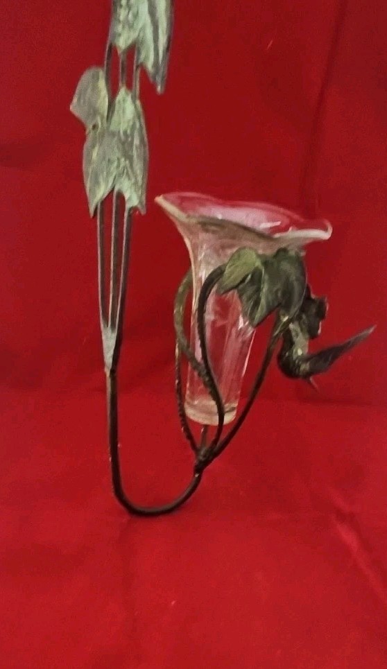 Original Antique Solid Copper Hummingbird Wall Sconce