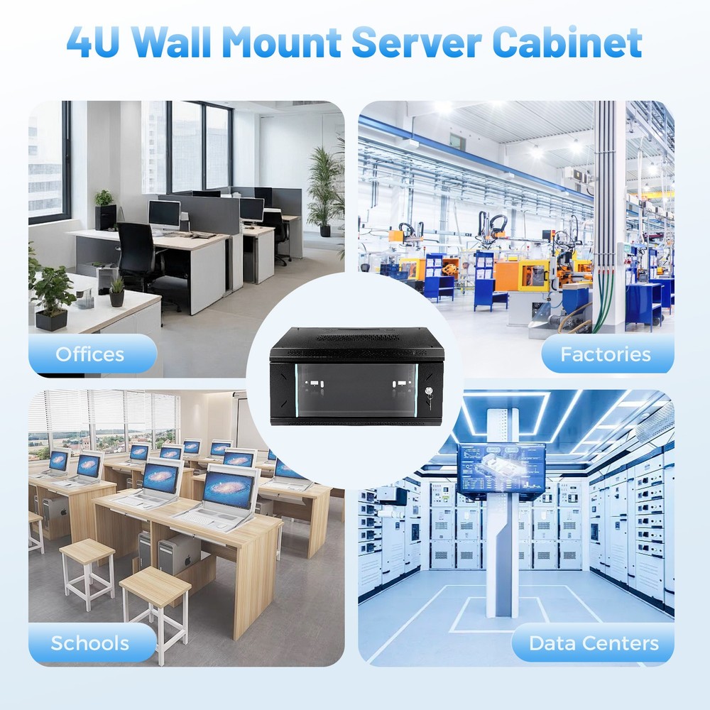 4U Server Cabinet Case Wall Mount Network Server Data Cabinet Enclosure Rack