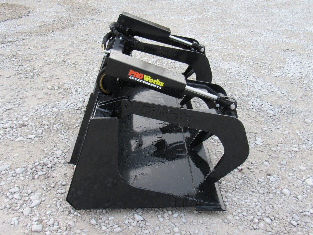 72" Solid Bottom Dual Cylinder Bucket Grapple Skid Steer Quick Attach Attachment
