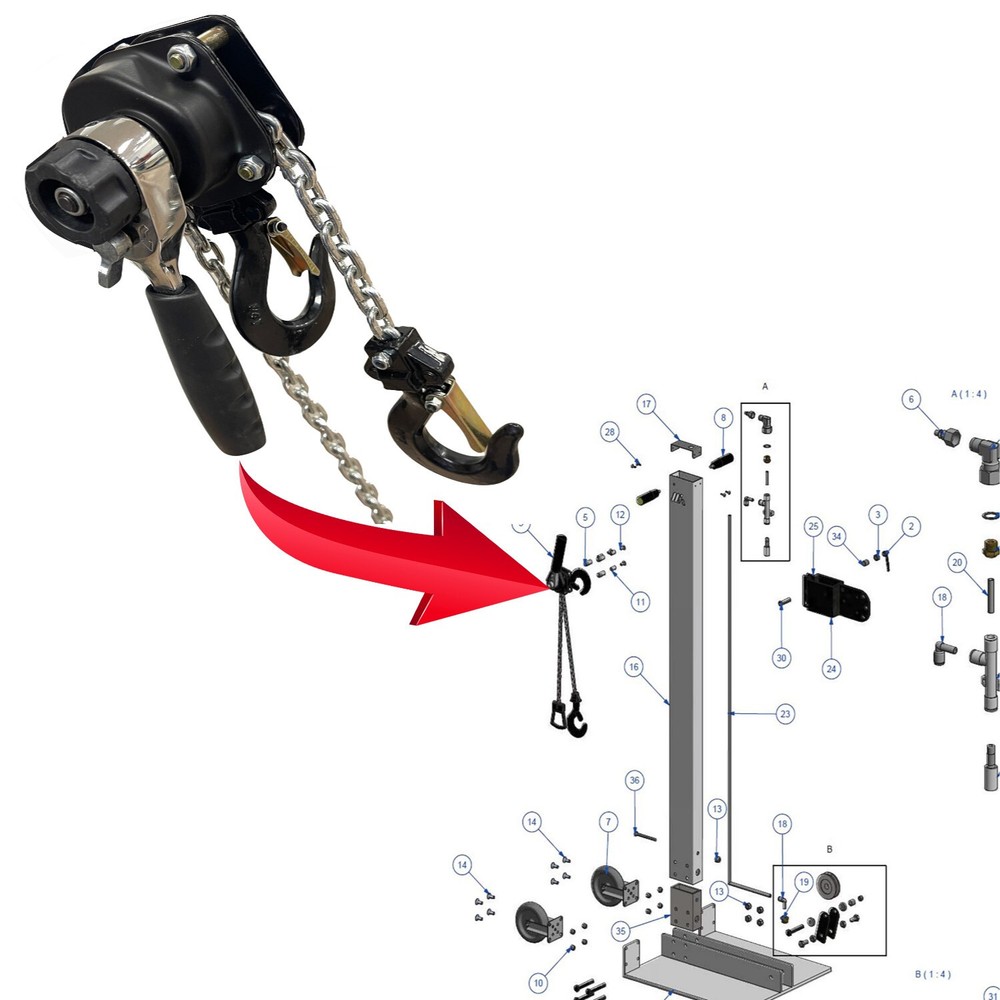 Pulling Ratchet with Chain for VAC-N-pull Vacuum Pulling post